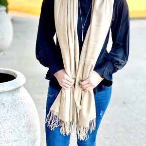 Cashmere Blend Scarf in Beige